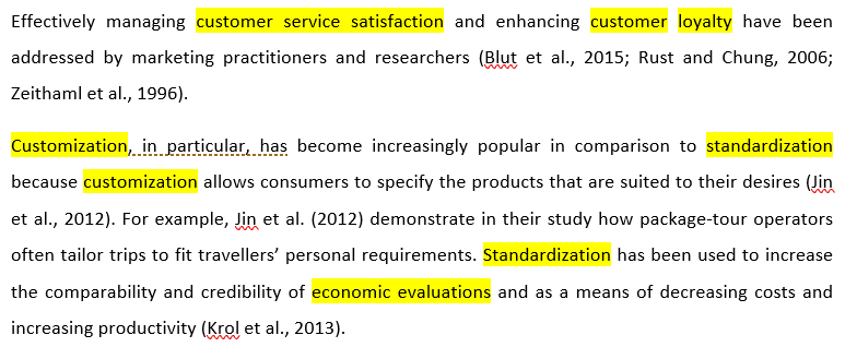 Sample Report Snippet with Keywords Highlighted